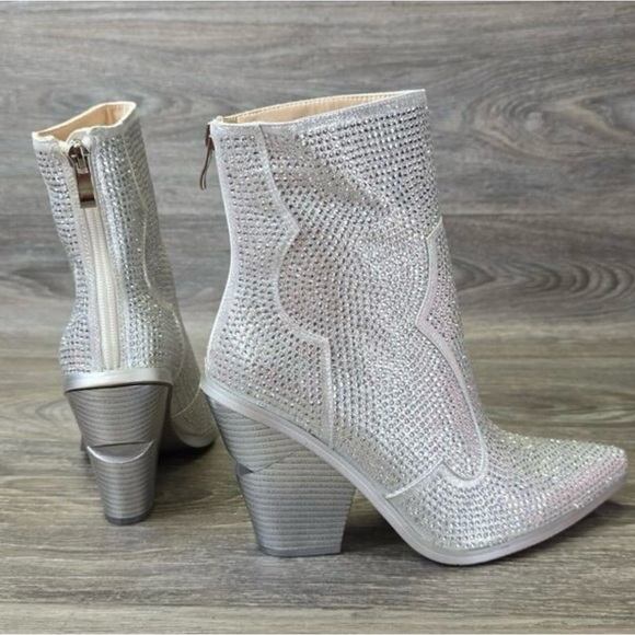 New Azalea Wang Rhinestone Crystal Embellished Cowboy Boots 11 🌟🌟 - Picture 11 of 13